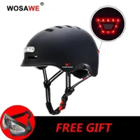 Wosawe ny motorcykelhjälm med taillighheadlight USB-uppladdningsbar signal Varning Säkerhet Bike Electric Scooter Hjälm M L Q0630