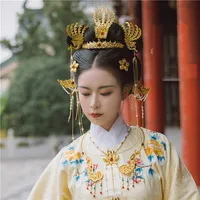 Accesorios para el cabello Lyz Xi Jiang Yue Ming Dinastía Larga Tassel Lado Phoenix Stick Jewelry Chino Vintage Accesorio A Mano Mano Neckalce