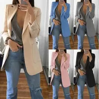 Autumn Women Casual Slim Blazers Suits Jacket Fashion Lady Office Suit Black with Pockets Business Notched Blazer Coat