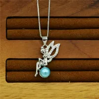 S925 Sterling Silver Pendant Inställningar Utsökt Fairy Pearl DIY Tillbehör Montering Kvinnor Halsband Fästen för 8mm pärlor