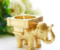 Lucky Golden Elephant Candle Tealight Holder Wedding Poror presentes favores Lembranças brindes