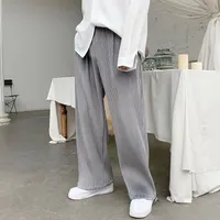 Geplooide broek mannen mode reten rate taille casual wijde Streetwear Coreaanse Losse Hip-Hop Straight Heren's Men's Stanks