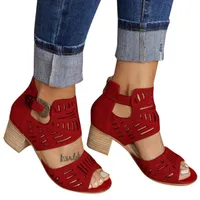 Обувь платье Eylysevens 2021 Женские сандалии моды повседневные каблуки Peep Toe High каблуки твердые пряжки красные женщины Scarpe Донна