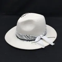 Wide Brim Hats Hukaili 2021 Arrivo Inverno White Wool Women e cappello da uomo Le Fedora geometriche