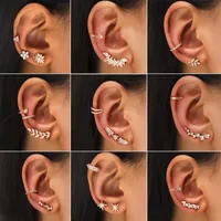 Stud foglia geometrica orecchio clip crawler natura zirconia orecchini per le donne sposa orecchino da sposa gioielli gioielli regalo