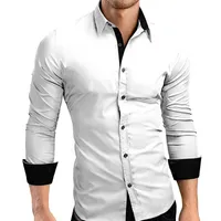 Mode heren lange mouwen Slim Fit Stijlvolle Katoen Blouse Business Office Single-Breasted Tops T-shirts