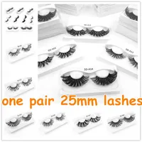 One Pair 25mm Mink Lashes Square Box Custom Packaging Label Makeup Dramatic Long Thick Stirp Resuable Eyelashes False