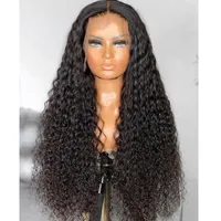Synthetische pruiken 180% Dichtheid 26 inch lang kinky krullende kanten voorpruik voor zwarte vrouwen met babyhair natuurlijke haarlijn gluueless dagelijks