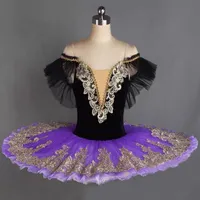 Lila ballett tutu kjol klänning barn swan sjö kostym barn mage dans kostymer scen professionell slitage