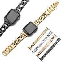 Singelrad Denim Chain Straps Stainless Steel Bracelet Band Watchbands för Apple Watch Iwatch Series 6 SE 5 4 3 2 Storlek 38/40 42 / 44mm
