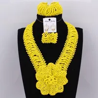 Серьги Ожерелье Dudo Jewelry African Beads Bridal Set желтые нигерийские свадебные украшения бесплатный корабль