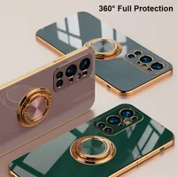 Ring bilhållare Silikonväskor för OnePlus 9 Pro 9pro Luxury Full Protection Plating TPU Back Cover