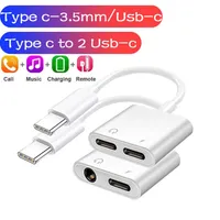 2 in 1 Type c to USB-C 3.5MM Jack Audio Charger Splitter Adapter Converter Cable For Samsung S21 S20 Note 20 Ultra Android phone Headphone Charging Adapters