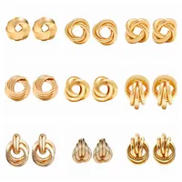 9 par böhmiska retro stora spiral sårring studs cirkulära tribal örhängen kvinnligt guld
