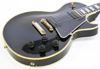 Personalizado 1958 Reensue P90 Peliculação Beleza Preta Elétrica Guitarra Ebony Fingerboard, amarelo 5 camadas de ligação, pickguard preto, bloco de pérola branca Inlay