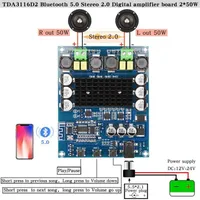 HIFIDIY LIVE TPA3116D2 Bluetooth 5.0 Dwukanałowy stereo Stereo High Power Digital Audio Amplifier Board 2 * 50W do głośnika XH-A304 211011