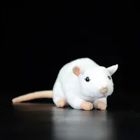17cm mjuk söt vit mus simulering fylld plysch leksak rått härlig kawaii dockor djur mini verklig liv plysch leksak barn barn gåva Q0727