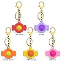 Candy/Flower Shaped Squeeze Simple Dimple Toys Push Bubble Sensory Stress Relief Fidget Early Educational Keychain