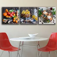 Moderne Leinwand Kunst Fruit Cake Foods Poster 3 Stück / Set Print Malerei Küche Home Decoration Wandbilder für Esszimmer X0726