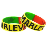 Charm Bracelets 1pc Subsección Color Bob Marley Silicone Pulsera para los fanáticos de la música