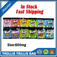 Trollis Trillis Bag 600 mg Edibles Mylar Package Bag Geur Proof Infused Gummies Pouch Rits Tassen Verpakking 12 Kleuren
