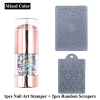 Mode Nail Art Templates Seal met schrapers 3 stks Set DIY Double Head Nails Stickers Stampers Manicure Tools