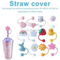 NEW Cartoon Shape Cover Decorative Cute Fashion Drinking Protector Straw Topper Silicone Straws Plug for Decor DD