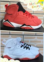 2018 New Arrival 7 Fadeaway History of Flight Men Basketball Shoes 7s UNC Pure money University Red White Sport Sneaker 304775-615
