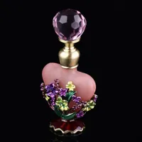 Ny 5 ml Vintage Heart Shape Tom Refillable Metal Glass Perfume Bottle Stopp Present