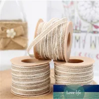 10M/Roll Jute Burlap Rolls Hessian Ribbon With Lace Vintage Rustic Wedding Decoration Party DIY Crafts Christmas Gift Packaging Factory price expert design Quality