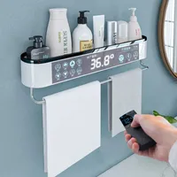 OneUP Wall Bathroom Shelf Shampoo Cosmético Ducha Estantería Drenaje Almacenamiento Rack Home WC Accesorios de baño Toalla de almacenamiento Rack 210724