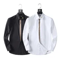 Luxurys Designer Mens Casual Hemden Kleid Shirt Herrenmode Mode Gesellschaft Schwarze Männer Solide Farbe Business Casual Mann Langarm M-3XL # 44