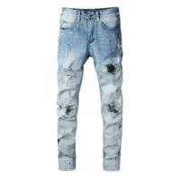 20代メンズデザイナージーンズが苦しんだリッピングバイカースリムフィットオートバイデニム男性Sトップクオリティファッションジーンズマンズパンツ注ぐHommes Real Jeans＃819