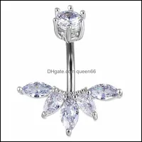 Bodybody Jewelryryny Heulryry Crown Zircon Aço Inoxidável Botão Piercings Piercings Anéis de Sino Anéis de Gota