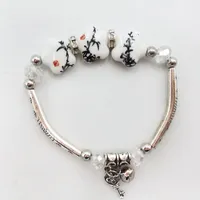 Ceramiczne bransoletki vintage dla kobiet krótki srebrny kolor mały śliwkowy klucz uroków biżuterii Walentynki B macica