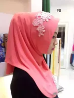 Musulmani Hijab stampato istantaneo scialli jersey donne pizzo pizzo sciarpa modal amira slip on sciarpe avvolgibili da donna headcloth può scegliere il colore