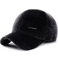 Xeongkvi imitazione artificiale visone visone caps berretto da baseball autunno inverno marca vecchio uomo protezione orecchio protezione 220209