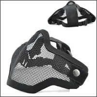 Meia face máscara tática equipamento engrenagem metal rede de malha protetora ao ar livre 2G Airsoft ajustável com cinta elástica para tiro tinta de caça