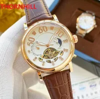 Top Mens Genuine Pelle Chiusura orologi Automatic Mechanical Watch 44mm Impermeabile Fashion Business Business Wristwatch Montre de Luxe Regali