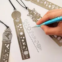 1 Pc Metal Hollow Bookmark Régua De Desenho Modelo de Desenho Ferramenta Escola Escola Supply Art Kids Recompensando