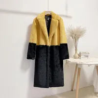 Kadın Kürk Faux Gamporl 2021 Doğal Vizon Coat Kış Ceket Moda Palto Kadın Yüksek Kalite Iki Renk Uzun Dış Giyim