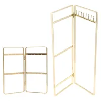 2-Panel Jewelry Organizer, Metal Holder, Foldable Hanger, Portable Display Rack for Earrings, Necklaces 211105