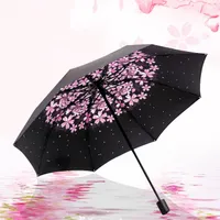 Parapluies Art Style for Girls College Belle fleur fleurissant dans l'eau petit et portable abri-parapluie du vent