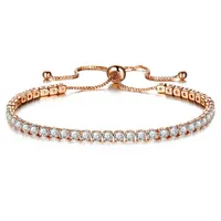 Color Mixing Glamour Simple Zircon Push-Pull Fashion Bracelet Single Row Full Of Crystal Fine High-End Bangles Woman Jewelry Link, Chain