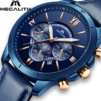 Wristwatches Relogio Masculino MEGALITH Watches Mens Sport Waterproof Luminous Quartz Wrist Men Fashion Leather Strap Montre Homme