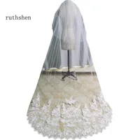 Свадебные завесы Рутшенский собор Blusher Свадьба 2 яруса кружева длиной с гребной белой / слоновой вуалью
