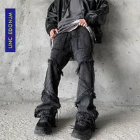 Uncledonjm Hip Hop Flare Jeans Мужская одежда Широкие джинсы Джинсы Джинсы Джинсы Black Goth Джены для мужчин Me-Z69 210319