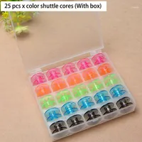 25 piezas de color aleatorio El hilo de plástico de la máquina de costura de la bobina hilo de plástico útil de la aguja de la aguja Coloros1