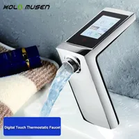 Robinet de salle de bain robinets de bassin thermostatique robinet tactile tactile température et contrôle de flux numérique Smart Water Saving