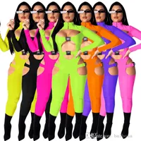 安く価格カジュアルな女性のジャンプスーツファッションVネック中空アウト基本的なボディスーツ女性ワンピースロンパース
